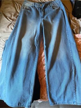 Victoria's Secret Wide Leg Flare Jeans in Medium Blue